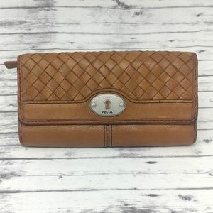 FOSSIL Woven Brown Leather Wallet